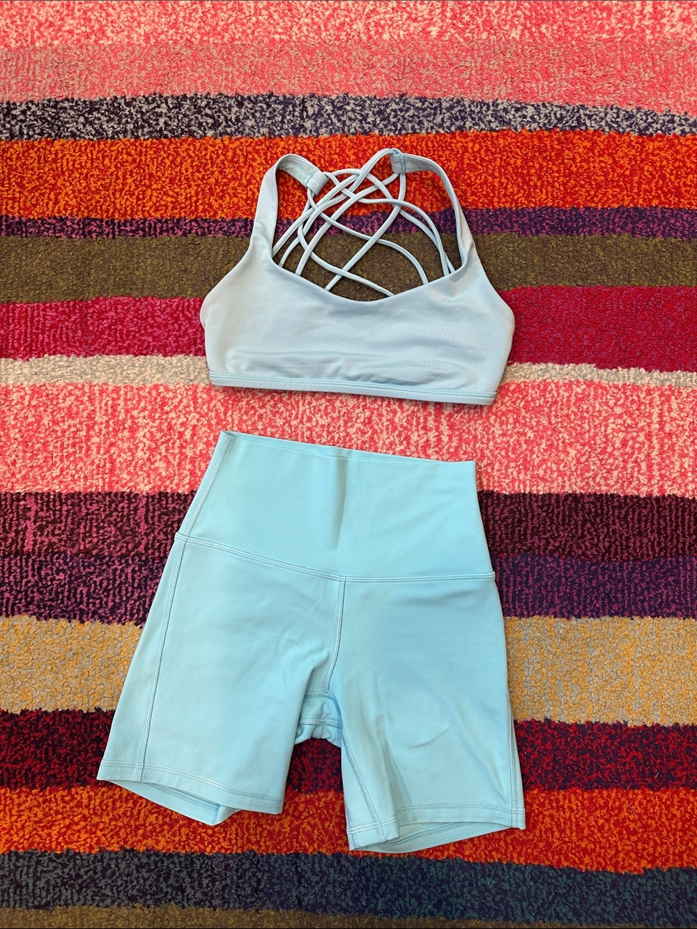 Lululemon Light Blue High-Waist Bike Shorts for Women